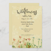 ワイルドフラワー誕生日招待状アンティーク背景 招待状 (正面/裏面)