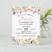 ワイルドフラワー誕生日招待状任意の年齢 招待状 (スタンド正面)