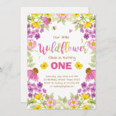 ワイルドフラワー誕生日招待状 フラガール ピンク 招待状 (正面/裏面)