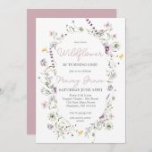 ワイルドフラワー誕生日招待状、小さなワイルドフラワー 招待状 (正面/裏面)