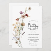 ワイルドフラワー誕生日招待状 招待状 (正面/裏面)