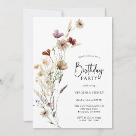 ワイルドフラワー誕生日招待状 招待状