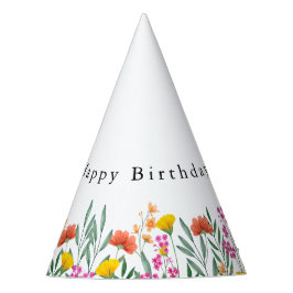 ワイルドフラワー誕生日水彩 パーティーハット
