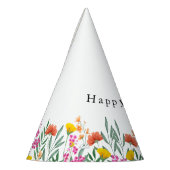 ワイルドフラワー誕生日水彩 パーティーハット (左)