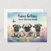 ワイルドフラワー誕生日水彩 ポストカード (正面/裏面)