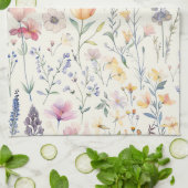 ワイルドフラワー誕生日結婚シャワーの水色 キッチンタオル (折り畳み)