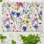 ワイルドフラワー誕生日結婚シャワーの水色 キッチンタオル (折り畳み)