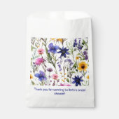 ワイルドフラワー誕生日結婚シャワーの水色 フェイバーバッグ (正面)