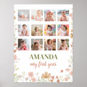 ワイルドフラワー誕生日12フォトマイルストーンポスター ポスター (正面)