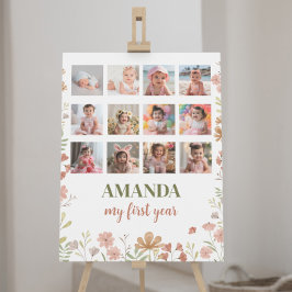 ワイルドフラワー誕生日12フォトマイルストーンポスター ポスター