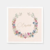 ワイルドフラワー誕生日 エレガント スタンダードカクテルナプキン (正面)