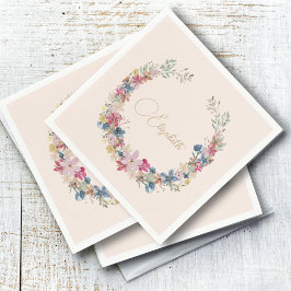 ワイルドフラワー誕生日 エレガント スタンダードカクテルナプキン