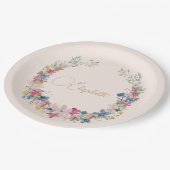 ワイルドフラワー誕生日 エレガント ペーパープレート (アングル)