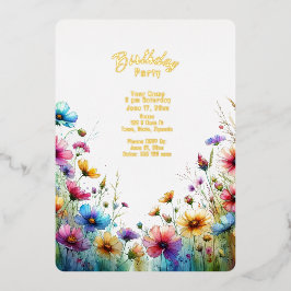 ワイルドフラワー誕生日 箔招待状