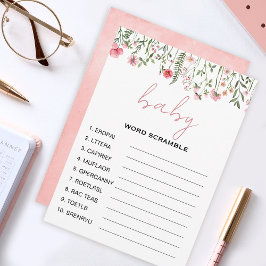 ワイルドフラワー語スクランブル赤ちゃんシャワーゲーム アドバイスカード