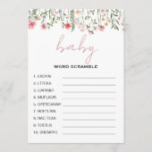 ワイルドフラワー語スクランブル赤ちゃんシャワーゲーム アドバイスカード (正面)