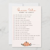 ワイルドフラワー誰が赤ちゃんシャワーゲームカードを推測 招待状 (正面)