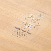 ワイルドフラワー賛美の小さな赤ちゃんシャワー アクリル招待状 (レイダウン)