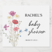 ワイルドフラワー赤ちゃんきらめくシャワーワインラベル スパークリングワインラベル (シングルラベル)