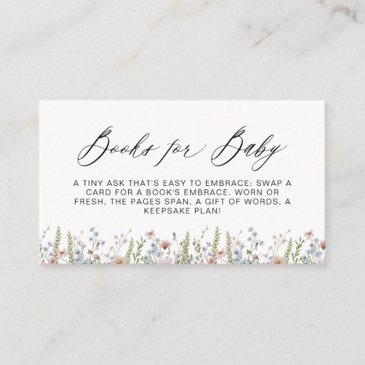 ワイルドフラワー赤ちゃんカラフルシャワー用ブック エンクロージャーカード (正面)