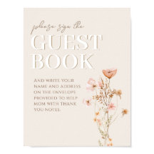 ワイルドフラワー赤ちゃんシャワーのゲストブックサイン