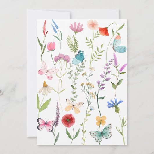 ワイルドフラワー赤ちゃんシャワーアドバイス及び予測カード 招待状 (裏面)