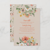 ワイルドフラワー赤ちゃんシャワーインサート エンクロージャーカード (正面/裏面)