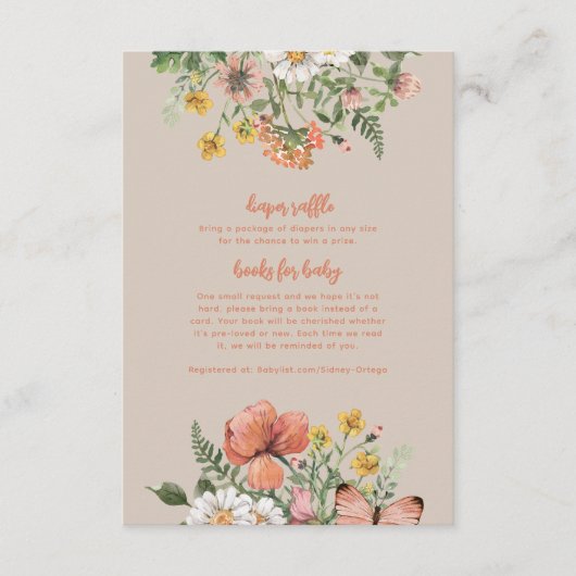 ワイルドフラワー赤ちゃんシャワーインサート エンクロージャーカード (正面)