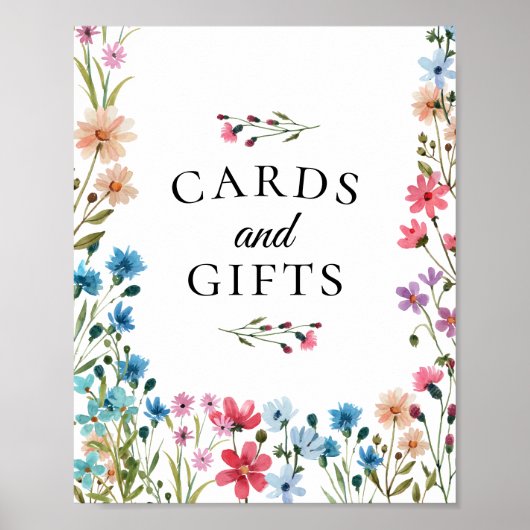ワイルドフラワー赤ちゃんシャワーカードとギフトサイン ポスター (正面)