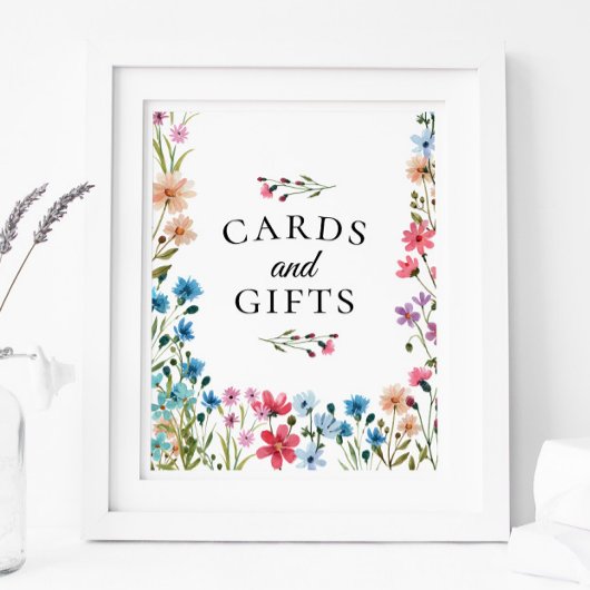 ワイルドフラワー赤ちゃんシャワーカードとギフトサイン ポスター