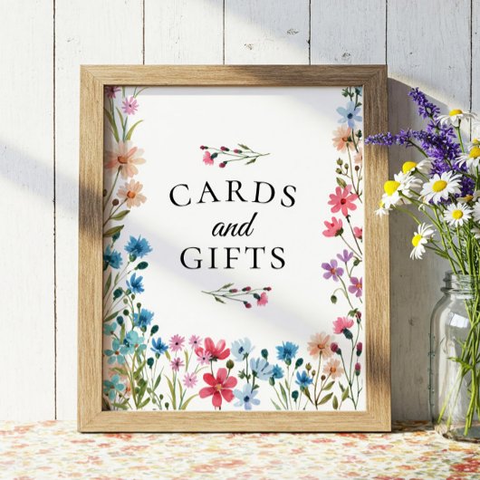 ワイルドフラワー赤ちゃんシャワーカードとギフトサイン ポスター