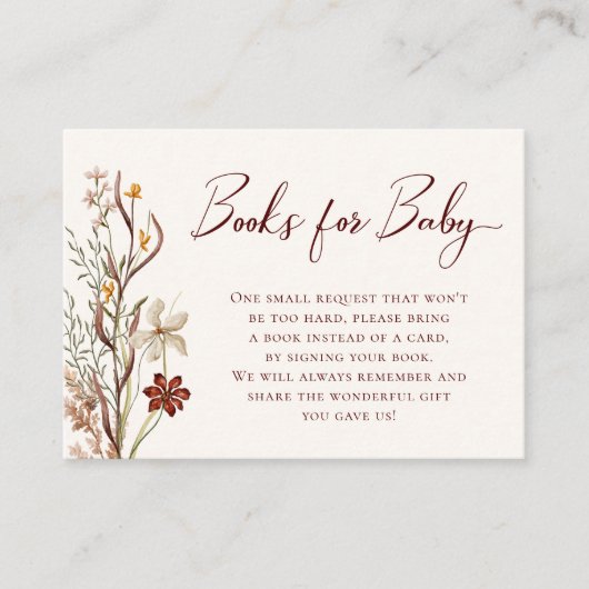 ワイルドフラワー赤ちゃんシャワーブックリクエストエンクロージャカード エンクロージャーカード (正面)