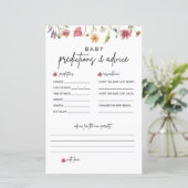 ワイルドフラワー赤ちゃんシャワー予測とアドバイスカード (スタンド正面)