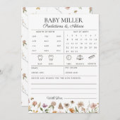 ワイルドフラワー赤ちゃんシャワー予測とアドバイスカード 招待状 (正面/裏面)