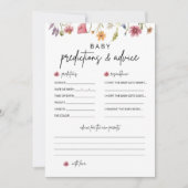 ワイルドフラワー赤ちゃんシャワー予測とアドバイスカード 招待状 (正面)