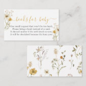 ワイルドフラワー赤ちゃんシャワー女の子ブックカード エンクロージャーカード (正面/裏面)