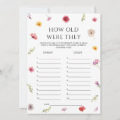 ワイルドフラワー赤ちゃんシャワー推定年齢ゲームカード 招待状 (正面)