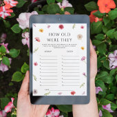 ワイルドフラワー赤ちゃんシャワー推定年齢ゲームカード 招待状