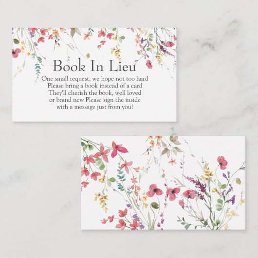 ワイルドフラワー赤ちゃんシャワー本の代わりに挿入 エンクロージャーカード (正面/裏面)