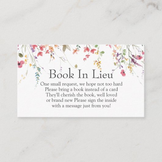 ワイルドフラワー赤ちゃんシャワー本の代わりに挿入 エンクロージャーカード (正面)