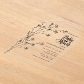 ワイルドフラワー赤ちゃんシャワー アクリル招待状 (レイダウン)