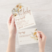 ワイルドフラワー赤ちゃんシャワー オールインワン招待状 (貼ってはがせる)