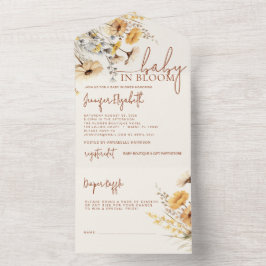 ワイルドフラワー赤ちゃんシャワー オールインワン招待状