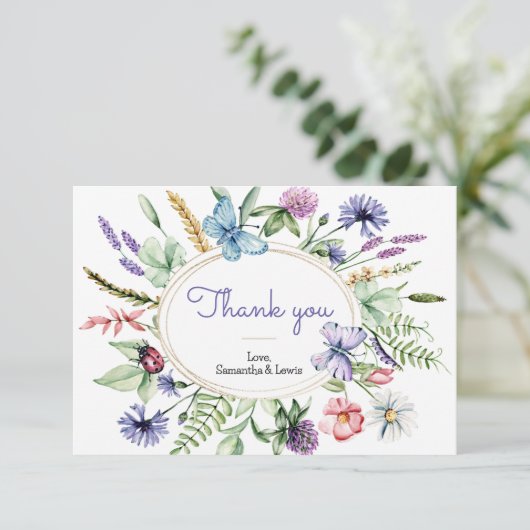 ワイルドフラワー赤ちゃんシャワー サンキューカード (スタンド正面)