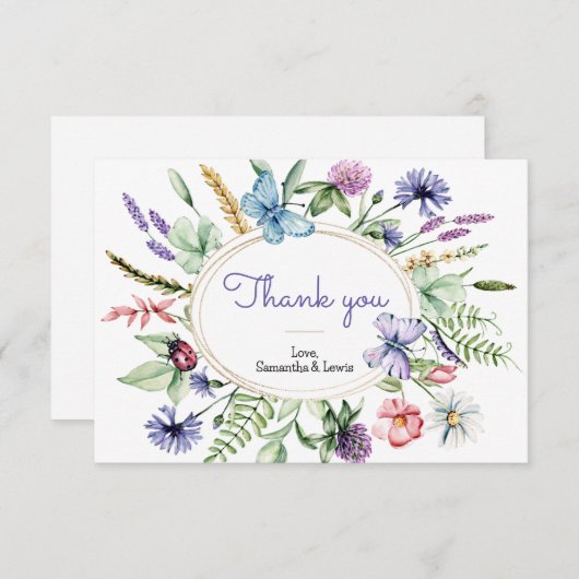 ワイルドフラワー赤ちゃんシャワー サンキューカード (正面/裏面)