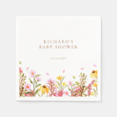 ワイルドフラワー赤ちゃんシャワー スタンダードカクテルナプキン (正面)