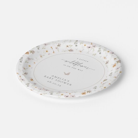 ワイルドフラワー赤ちゃんシャワー ペーパープレート (アングル)