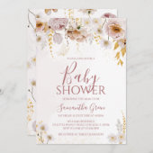 ワイルドフラワー赤ちゃんシャワー 招待状 (正面/裏面)