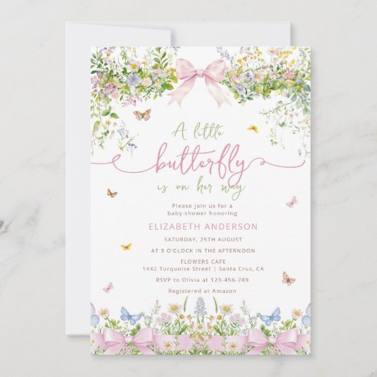 ワイルドフラワー赤ちゃんシャワー 招待状 (正面)