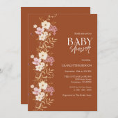 ワイルドフラワー赤ちゃんシャワー 招待状 (正面/裏面)